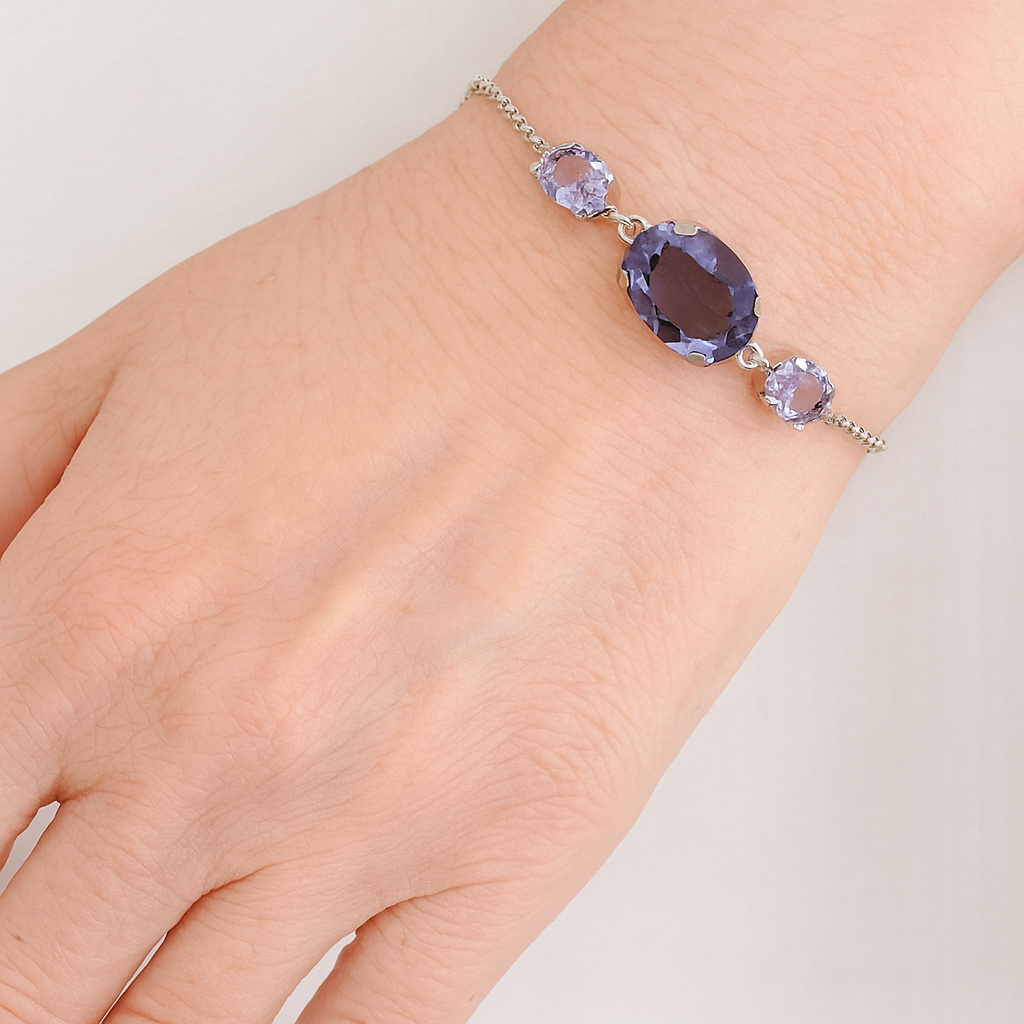 Davvero Italian Sterling Silver Bracelet – Austrian Amethyst Crystal