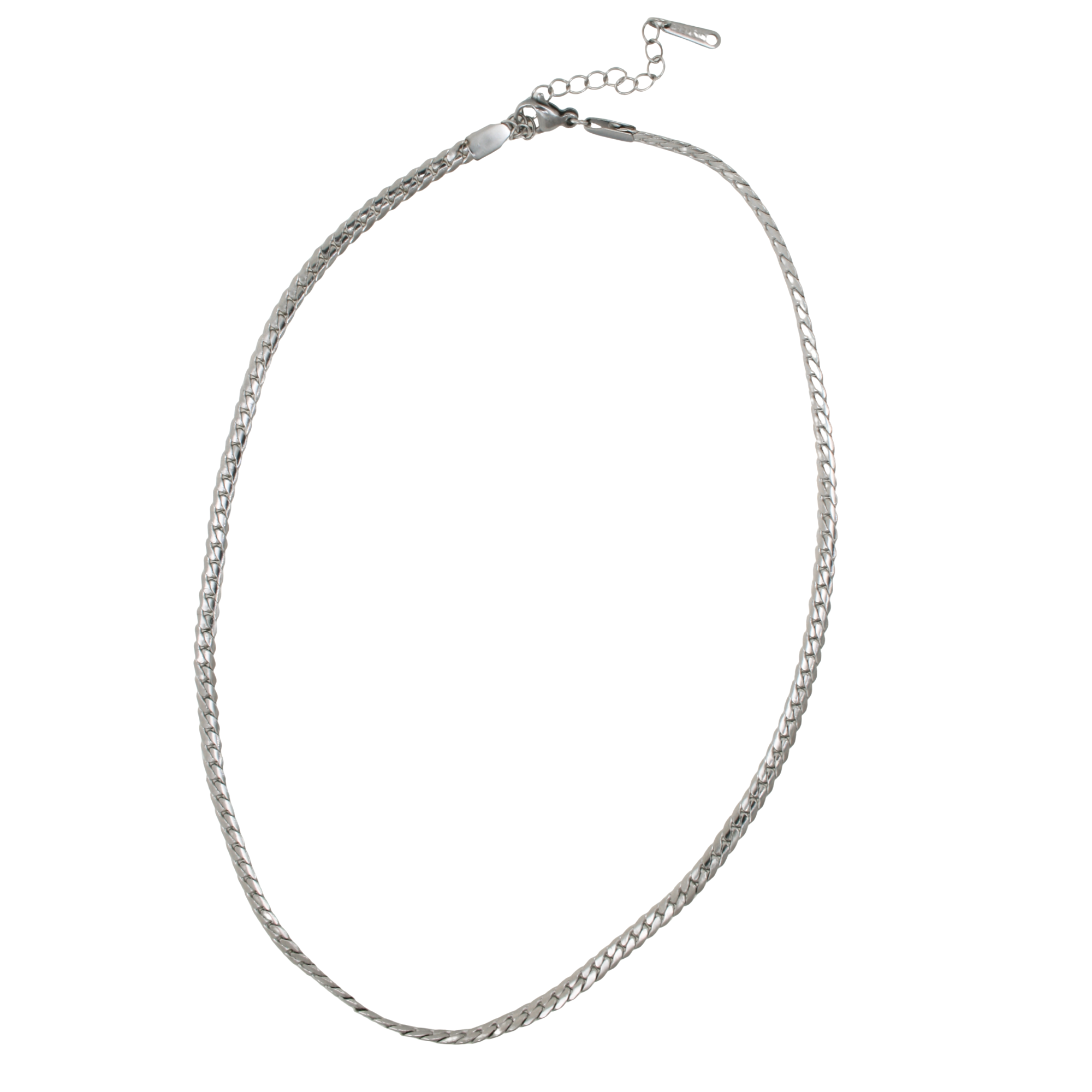 Stainless Steel Curb Necklace Silver 40+5cm