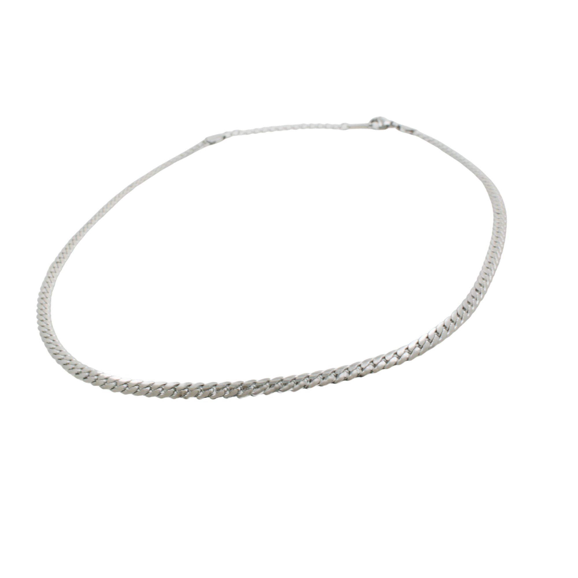 Stainless Steel Curb Necklace Silver 40+5cm