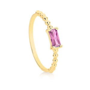 9ct Gold Pink CZ Beaded Petite Ring