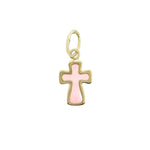 9ct Gold Pink Enamel Petite Cross Pendant