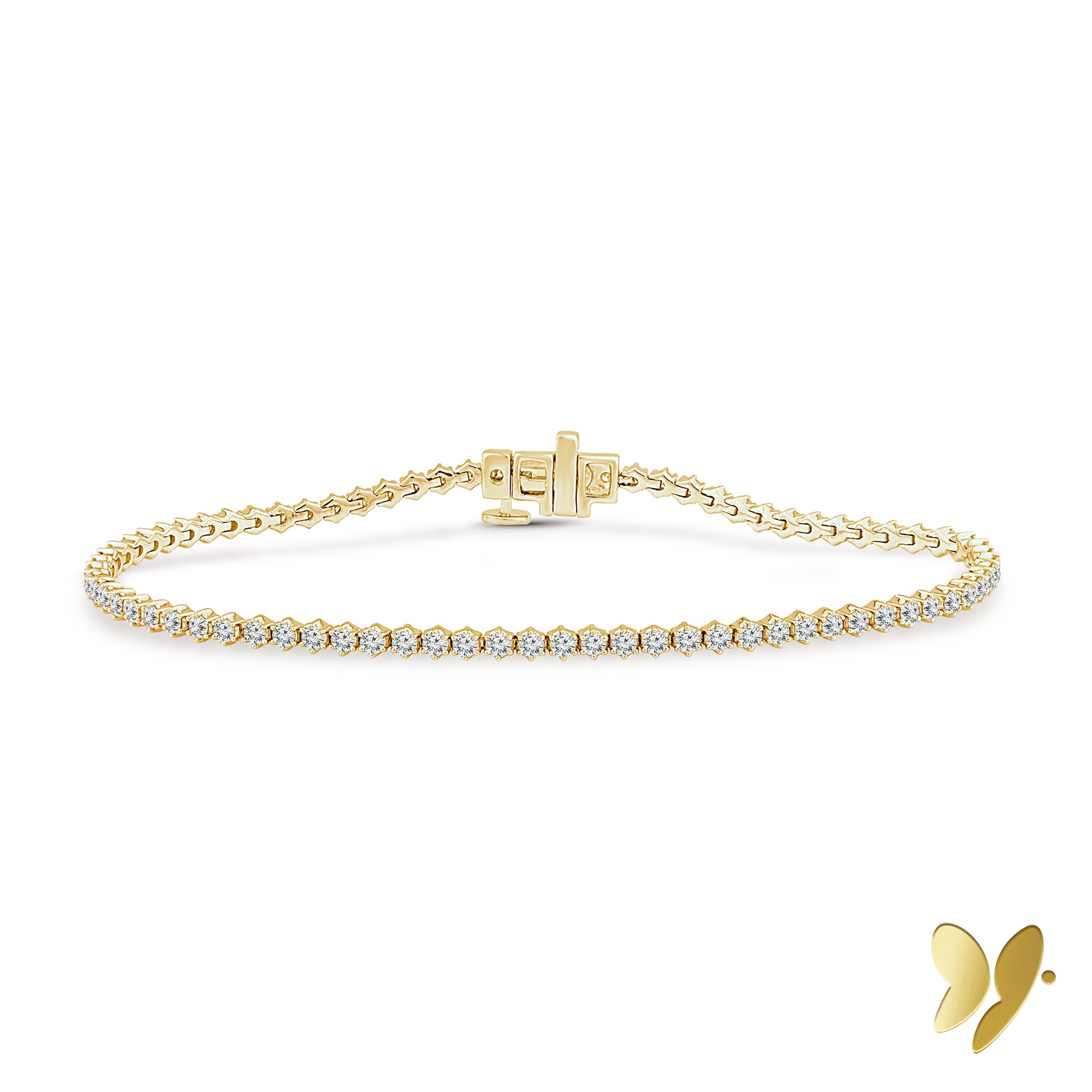 14ct Yellow Gold Harmony Lab Created Tennis Bracelet 2ct TW