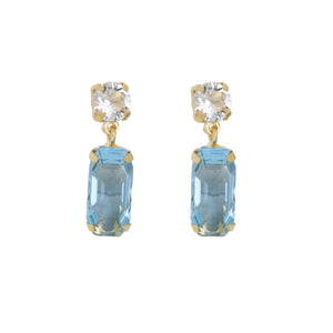 Davvero Sterling Silver Gold Aqua & Clear Drop Austrian Crystals Earrings