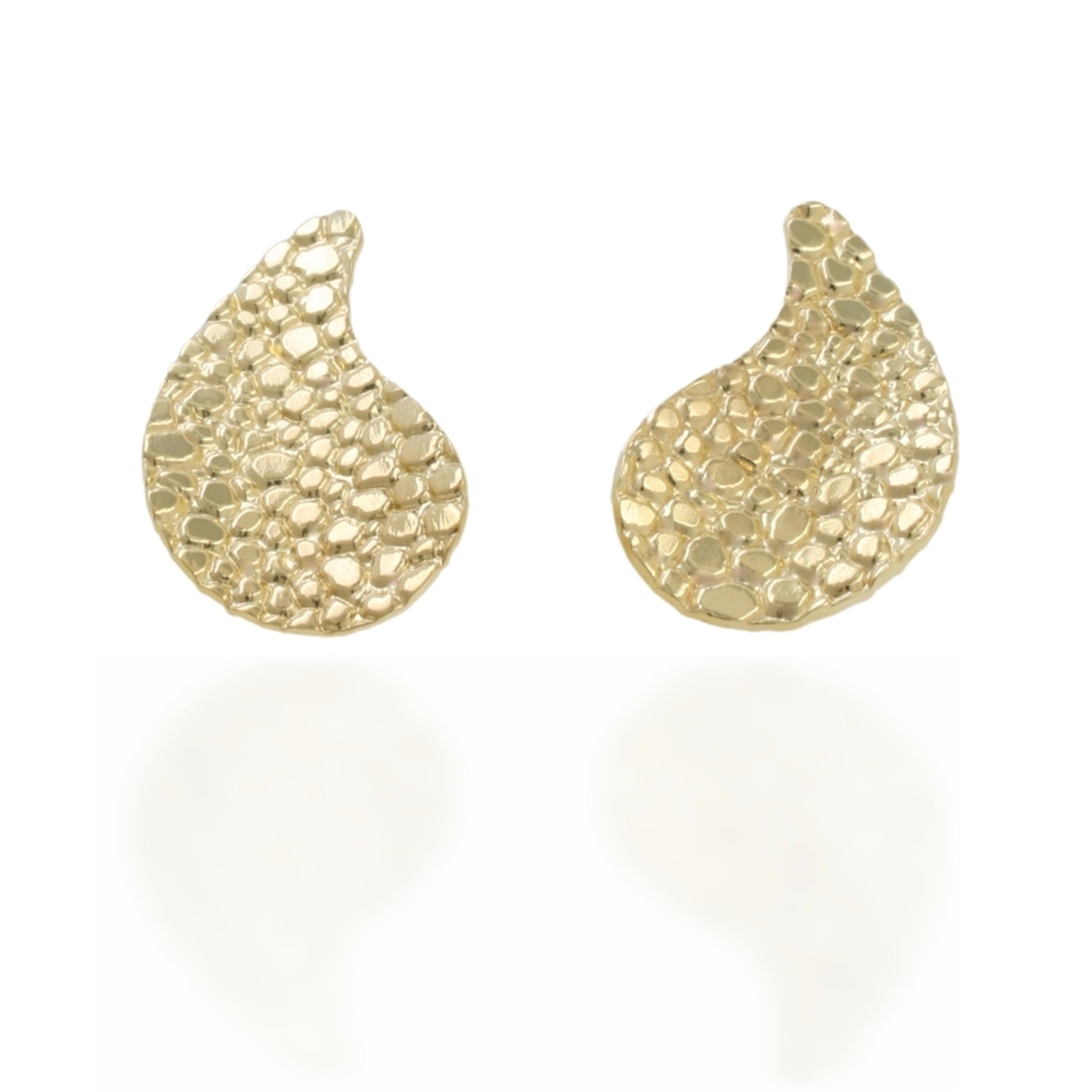 Davvero Gold Tear Drop Hammered Stud Earrings