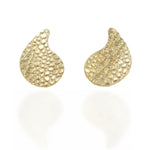 Davvero Gold Tear Drop Hammered Stud Earrings