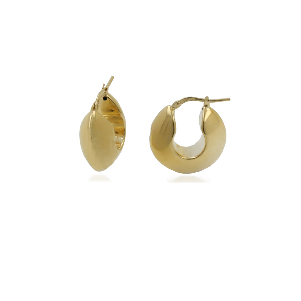 Davvero Sterling Silver Gold Plated Dome Hoop Earrings