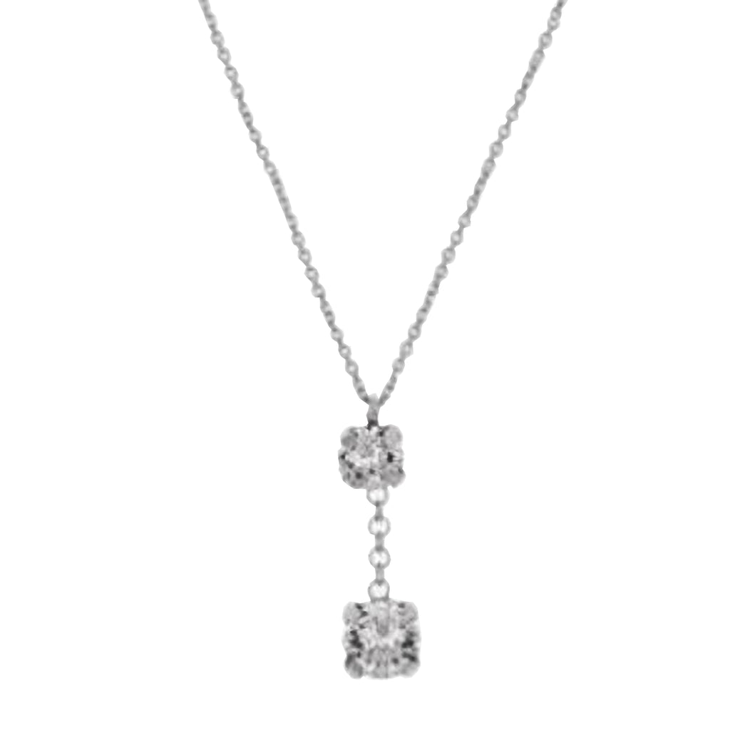 Davvero Sterling Silver Double Drop Austrian Crystal Pendant