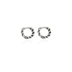 Sterling Silver Petite Oxidised Twist Hinged Huggie Earring