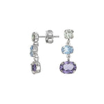 Davvero Sterling Silver Austrian Crystal Tri Stone Drop Stud Earrings