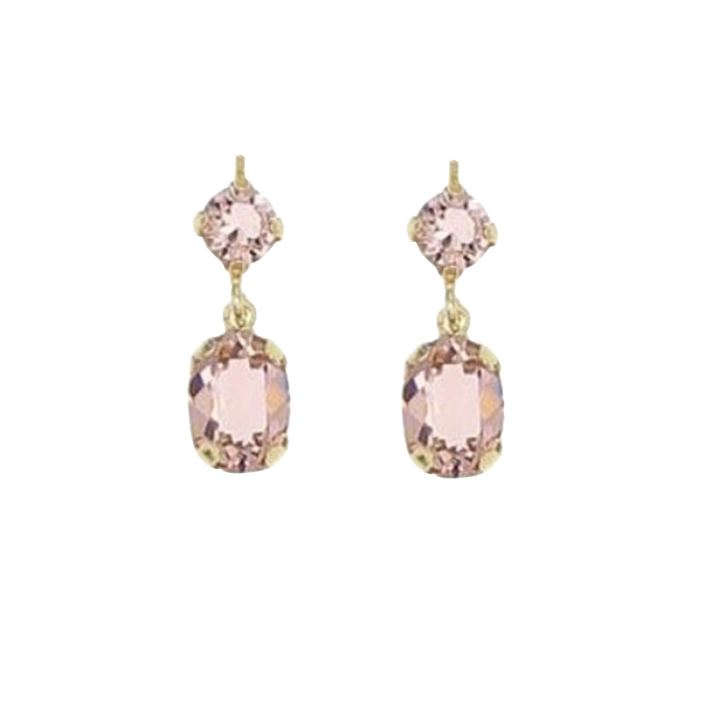 Davvero Sterling Silver Rose Gold Stud Pink Austrian Crystal Earrings