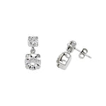 Davvero Sterling Silver Austrian Crystal 2 Stone Drop Earrings