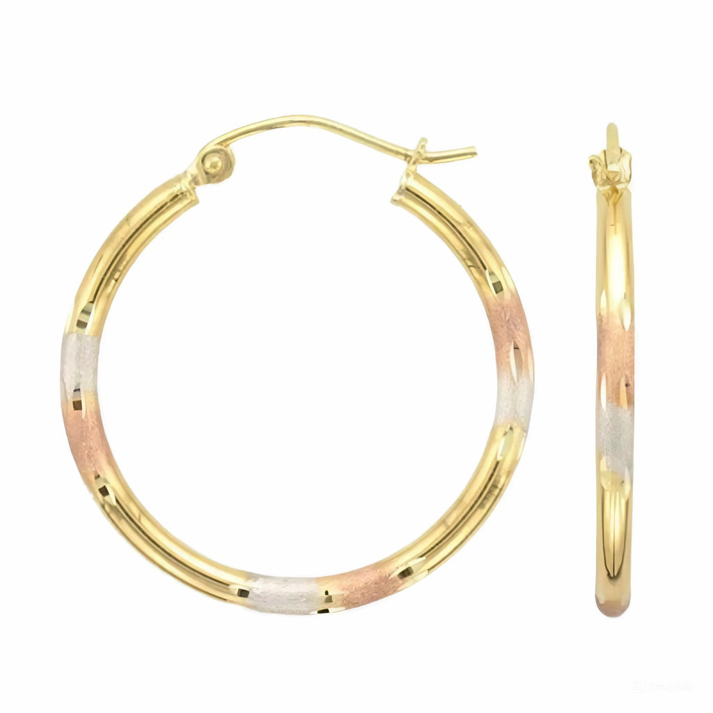 9ct Gold Silver Filled 3 Tone Hoops