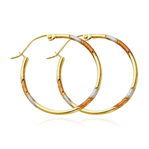 9ct Gold Silver Filled 3 Tone Hoops