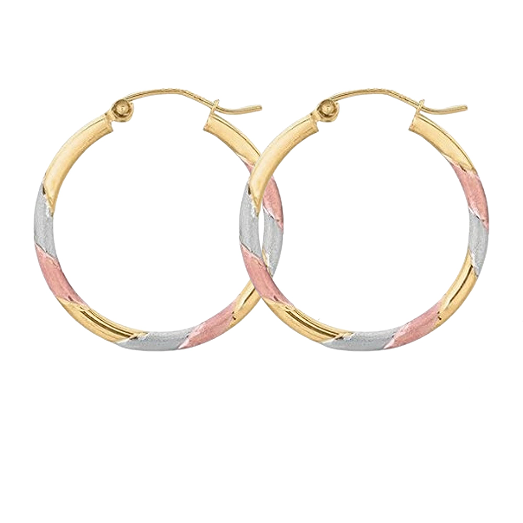 9ct Gold Silver Filled 3 Tone Hoops