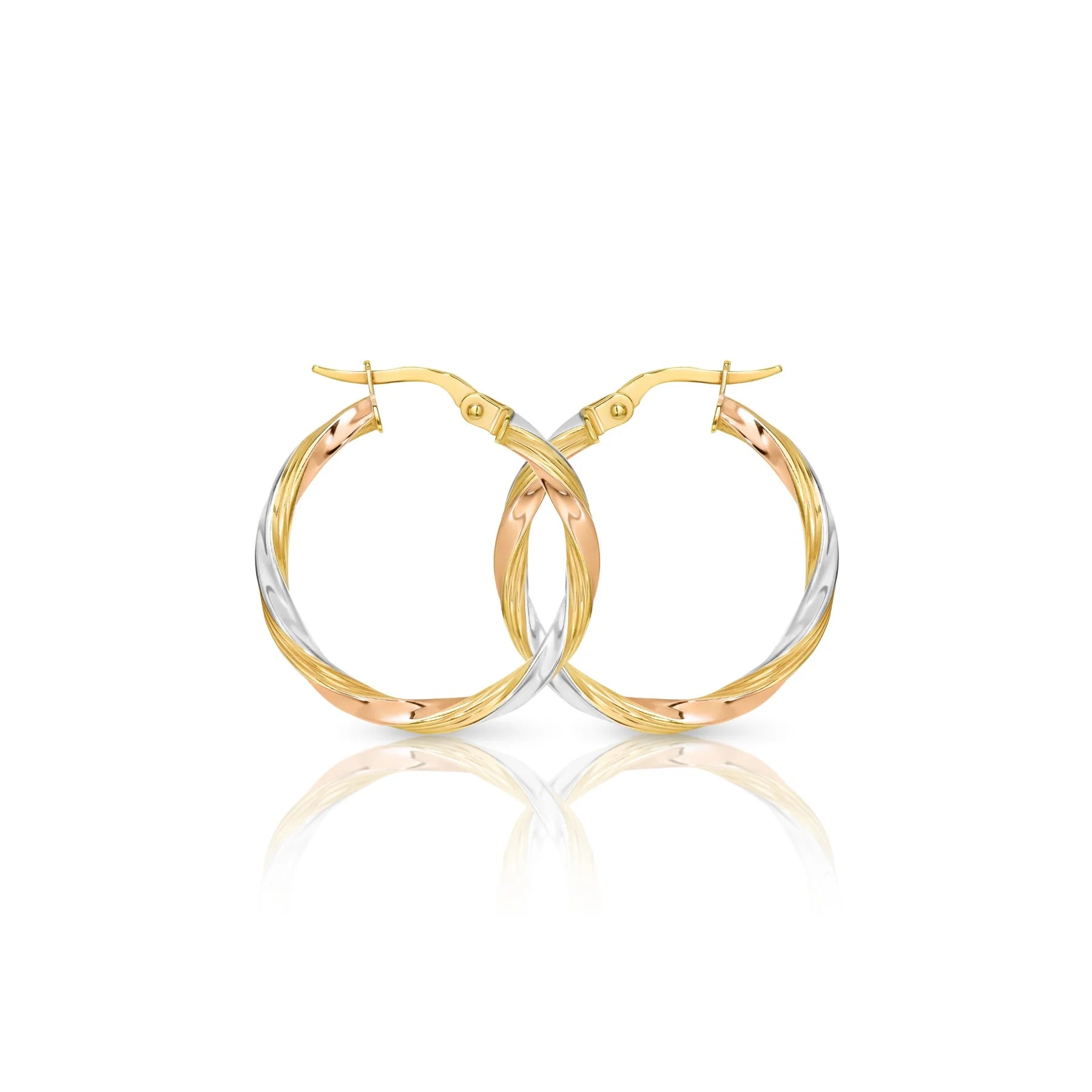 9ct Gold 3 Tone Hoop Earrings