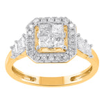 9ct Gold Diamond Halo Ring 1ct TW