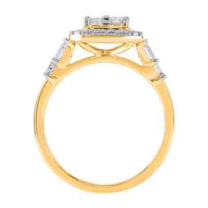 9ct Gold Diamond Halo Ring 1ct TW