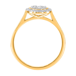 9ct Gold Diamond Oval Cluster Halo Ring .25ct TW