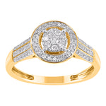 9ct Gold Round  Halo Pave Style Dress Ring .25ct TW