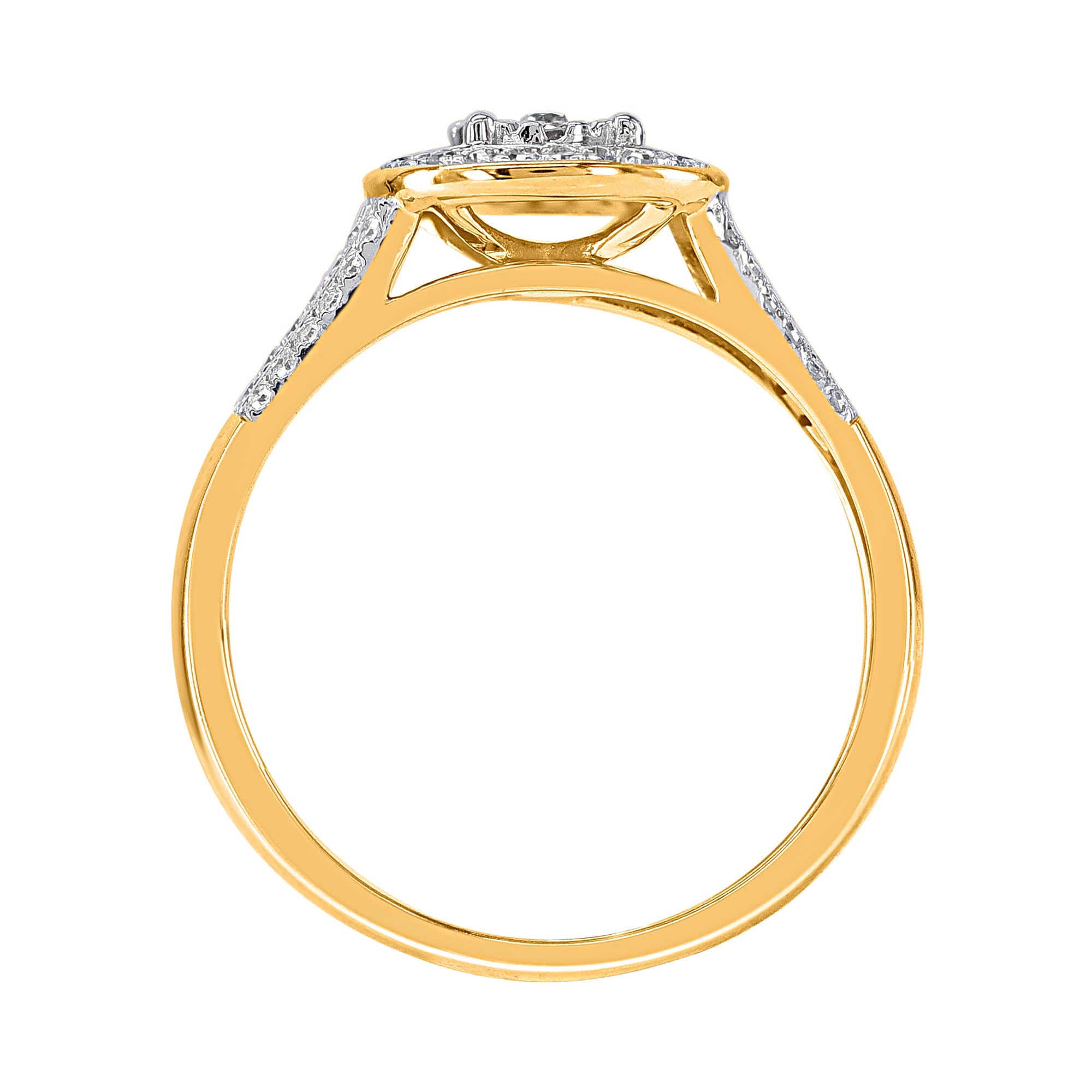 9ct Gold Round  Halo Pave Style Dress Ring .25ct TW