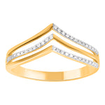 9ct Gold Multi Row V Dress Ring .10ct TW