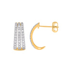 9ct Gold 3 Row Graduated Stud Hoop Diamond Earrings .50ct TW