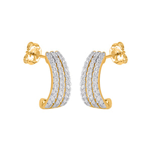 9ct Gold 3 Row Graduated Stud Hoop Diamond Earrings .50ct TW