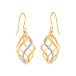 9ct Gold Diamond Twisted Hook  Earrings .10ct TW