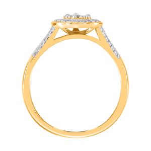 9ct Gold Diamond Pear Cluster Halo Ring .25ct TW