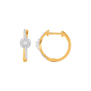 9ct Gold Cluster Diamond Huggie Earrings .12ct TW