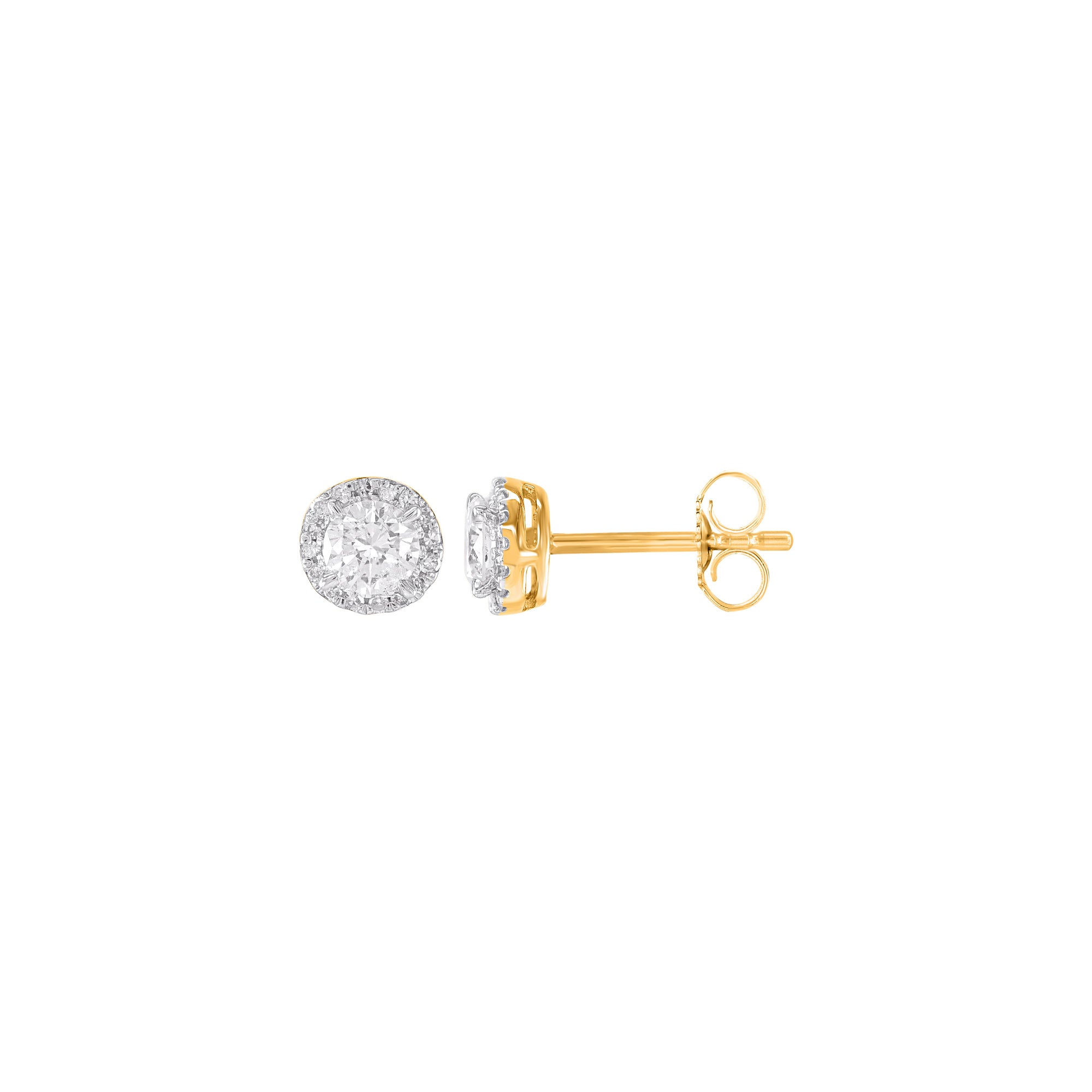 9ct Gold Diamond Halo Stud Earrings .50ct TW