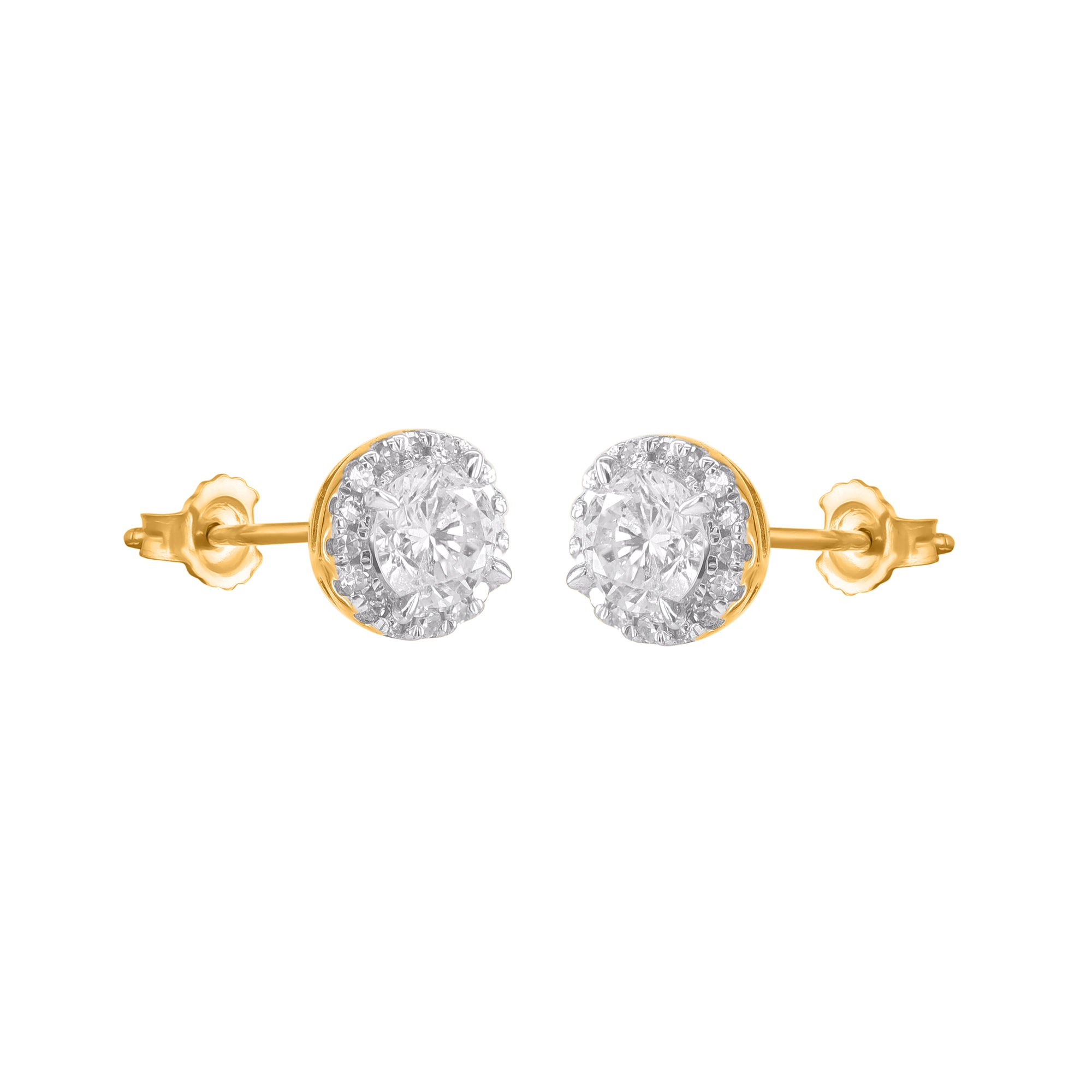 9ct Gold Diamond Halo Stud Earrings .50ct TW