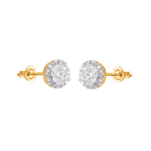 9ct Gold Diamond Halo Stud Earrings .50ct TW