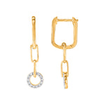 9ct Gold Huggie Drop Paperlink Diamond Earrings .10ct TW