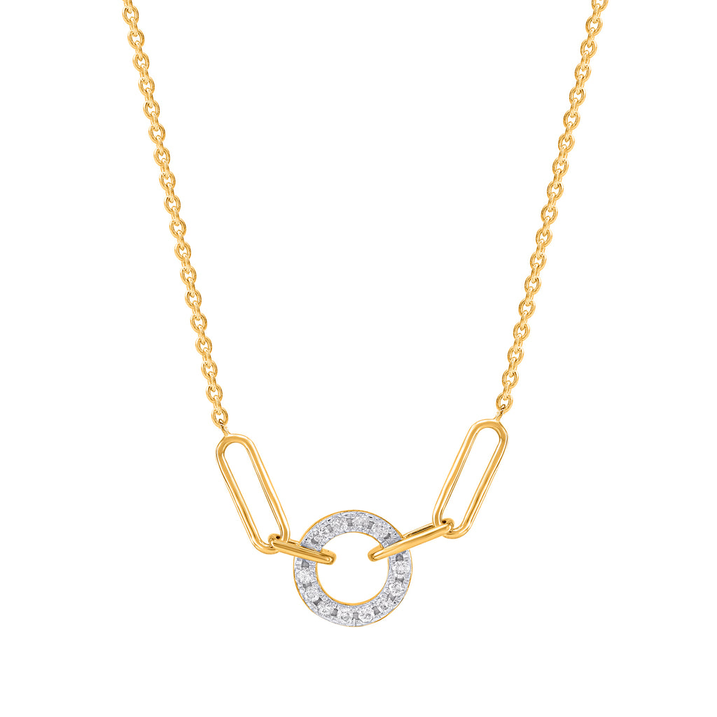 9ct Gold Drop Paperlink Diamond Necklace .10ct TW