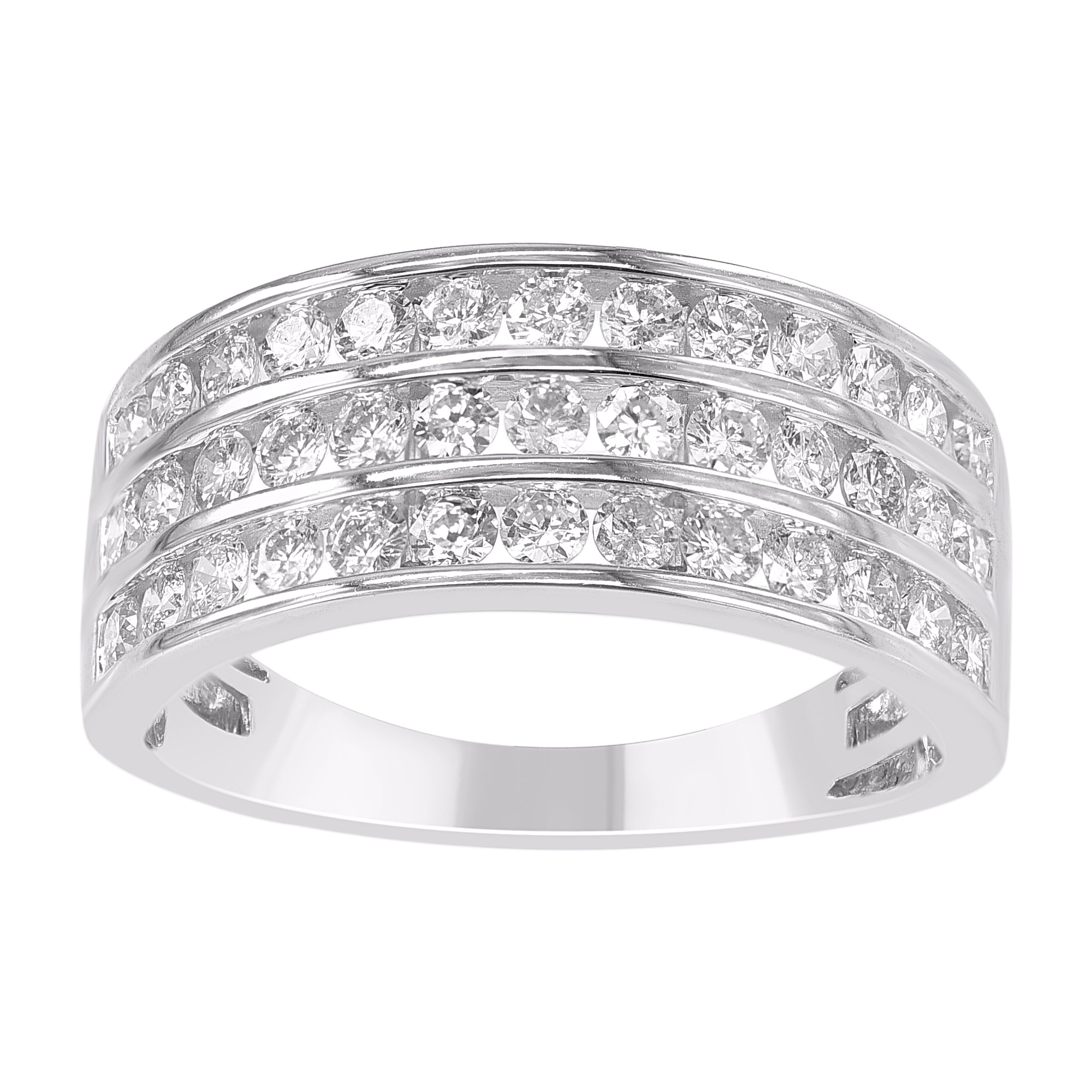 9ct White Gold Three Row Diamond Ring 1.00ct TW