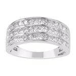 9ct White Gold Three Row Diamond Ring 1.00ct TW