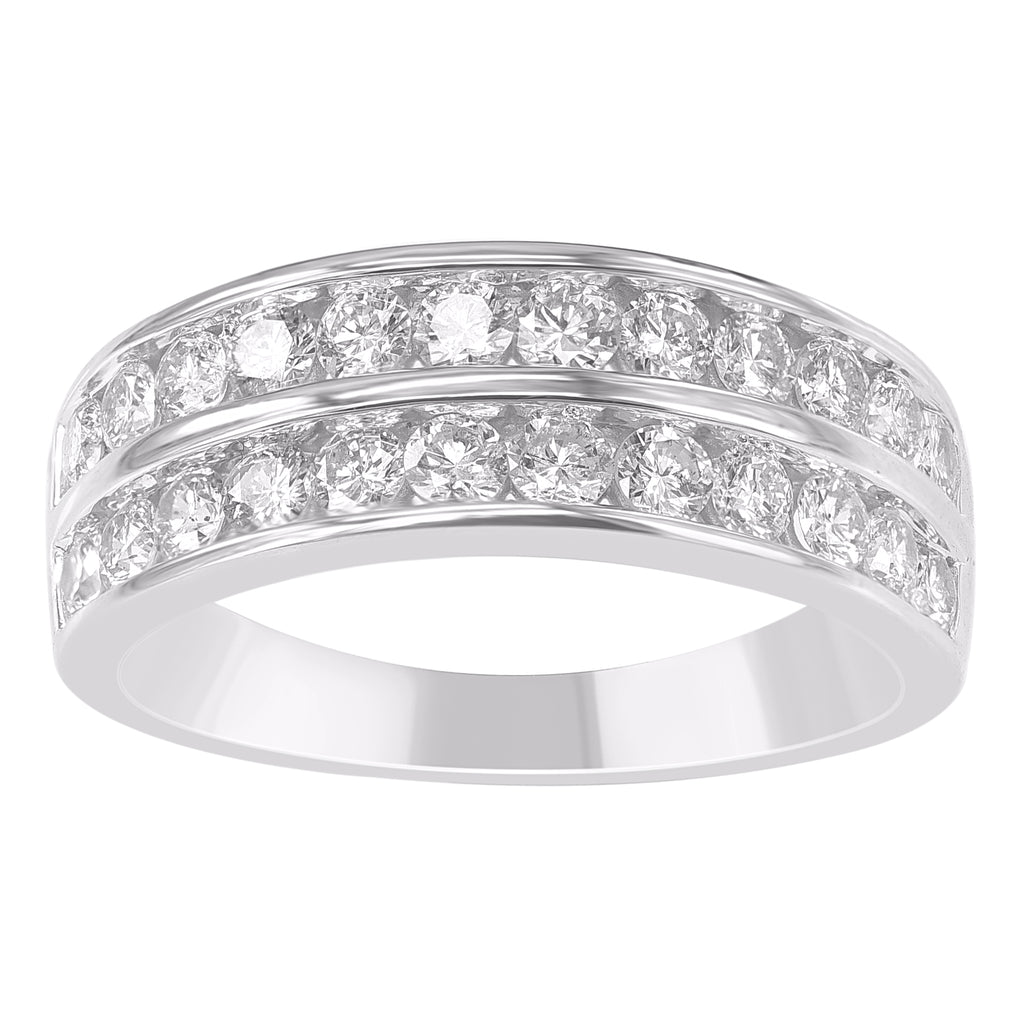 9ct White Gold Two Row Diamond Ring 1.00ct TW