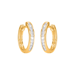 9ct Gold Channel Set Round Huggie Earring .25ct TW