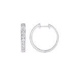 9ct White Gold Channel Set Round Huggie Earrings .75ct TW