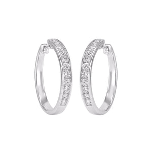 9ct White Gold Channel Set Round Huggie Earring 1.00.ct TW