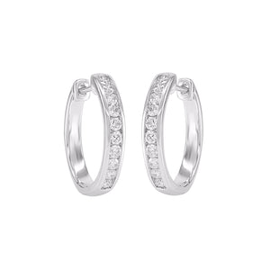 9ct White Gold Channel Set Round Huggie Earring .50ct TW