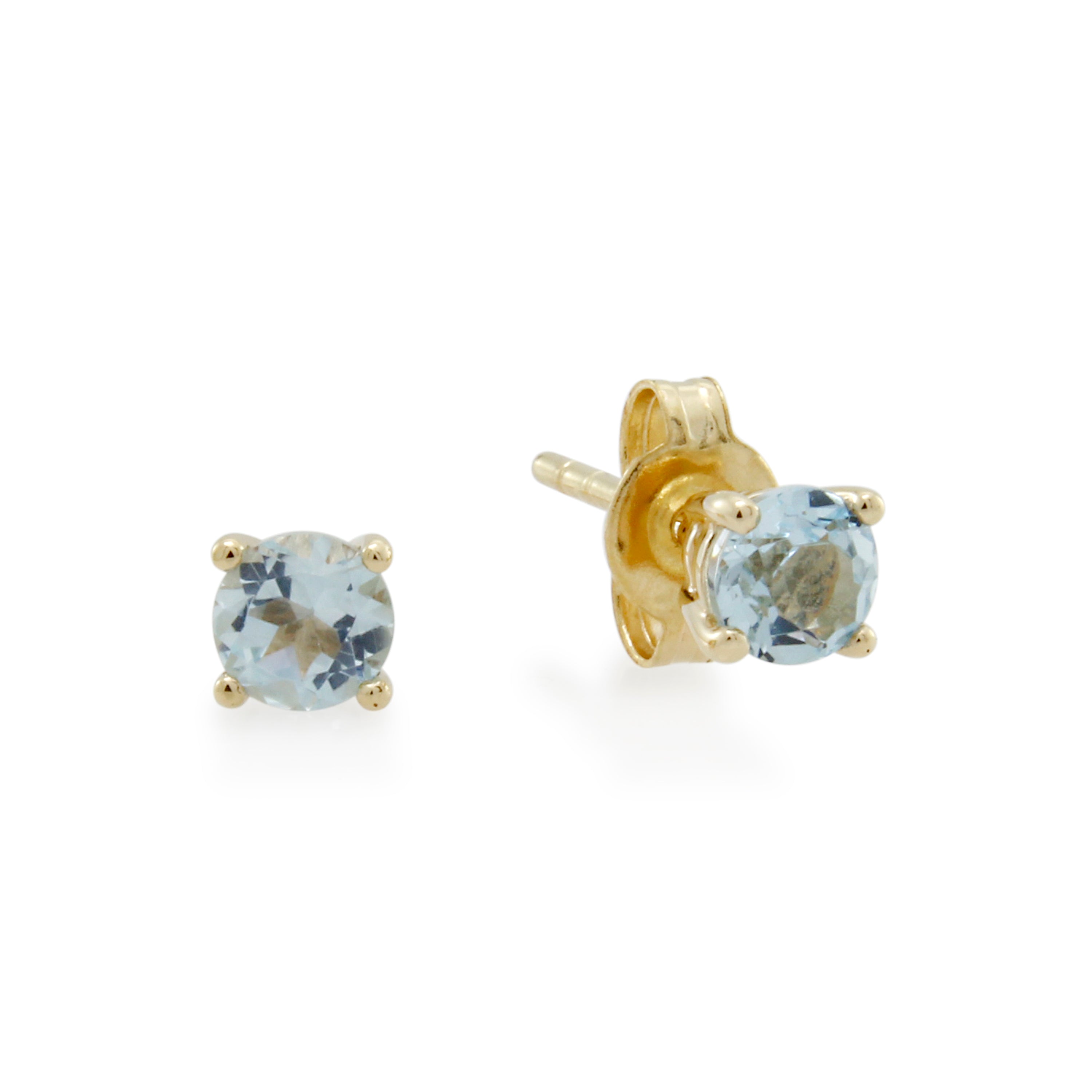 9ct Gold Aqua Marine Birthstone Stud Earrings - March