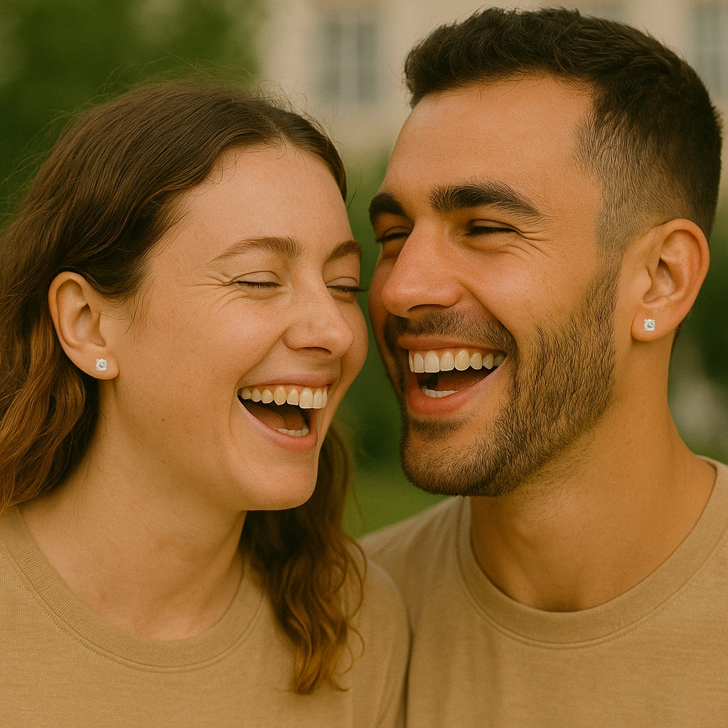 9ct Gold White Topaz Birthstone Stud Earrings - April