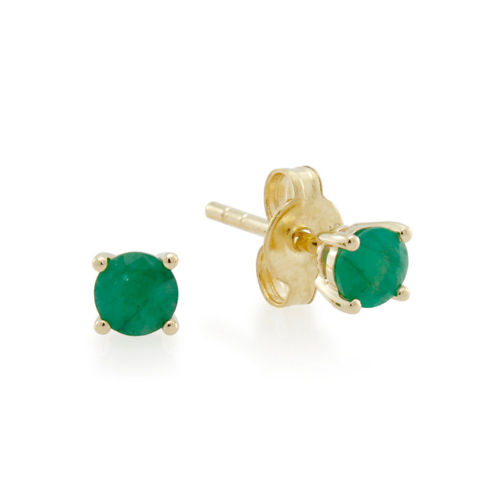 9ct Gold Natural Emerald Birthstone Stud Earrings - May