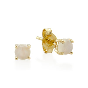 9ct Gold Moonstone Birthstone Stud Earrings - June