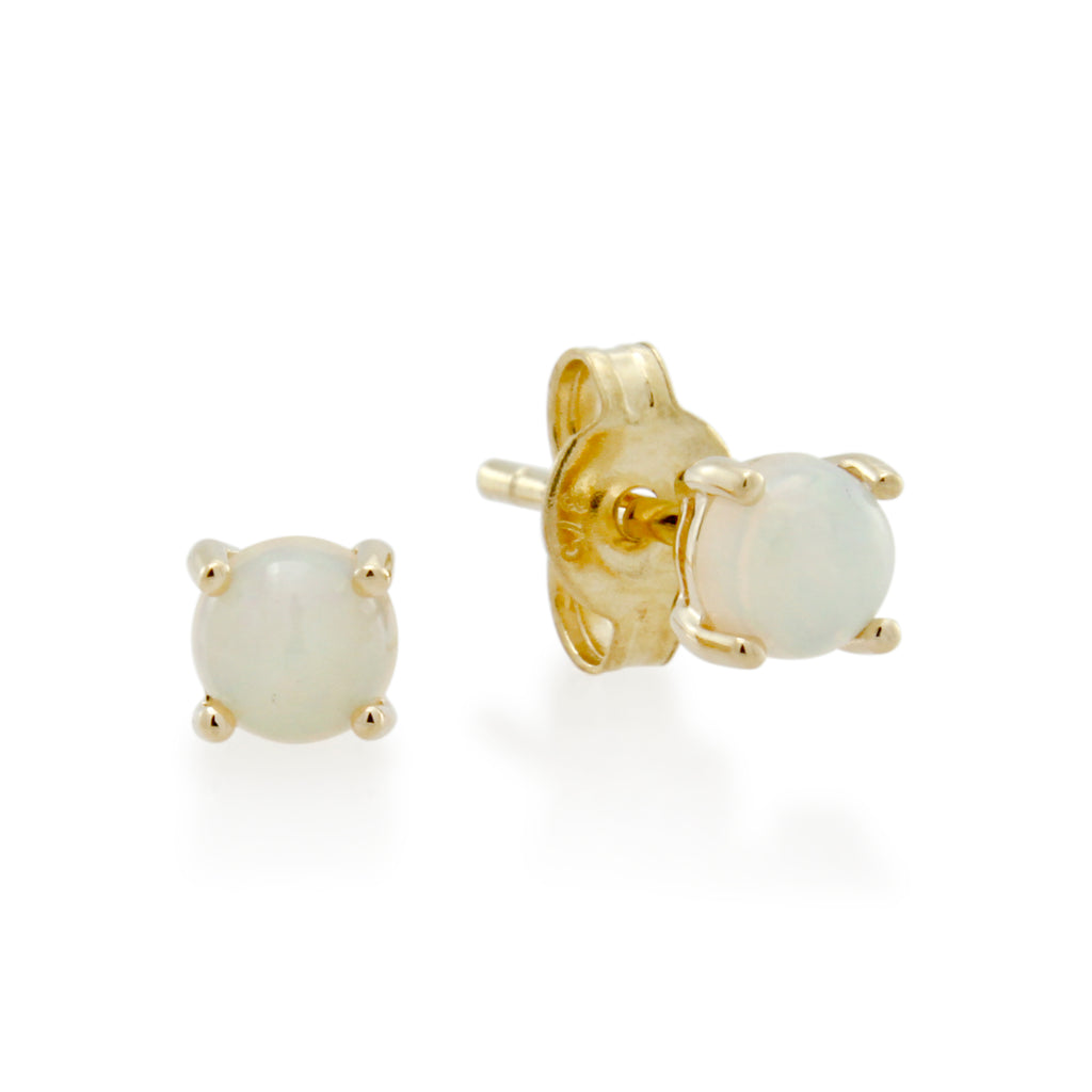 9ct Gold Natural Opal Birthstone Stud Earrings - October