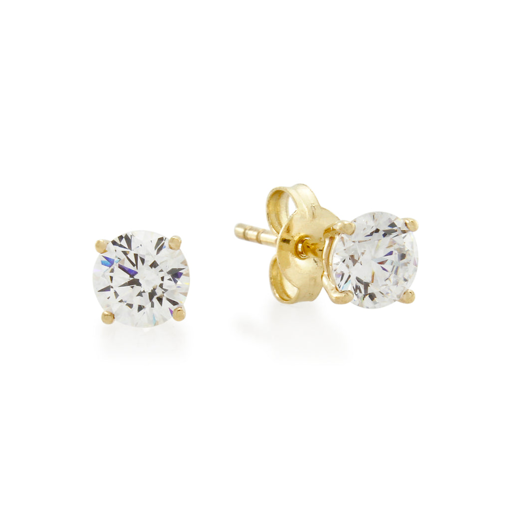 9ct Gold Round Brillinat CZ Stud Earrings 5mm