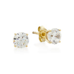 9ct Gold Round Brillinat CZ Stud Earrings 6mm