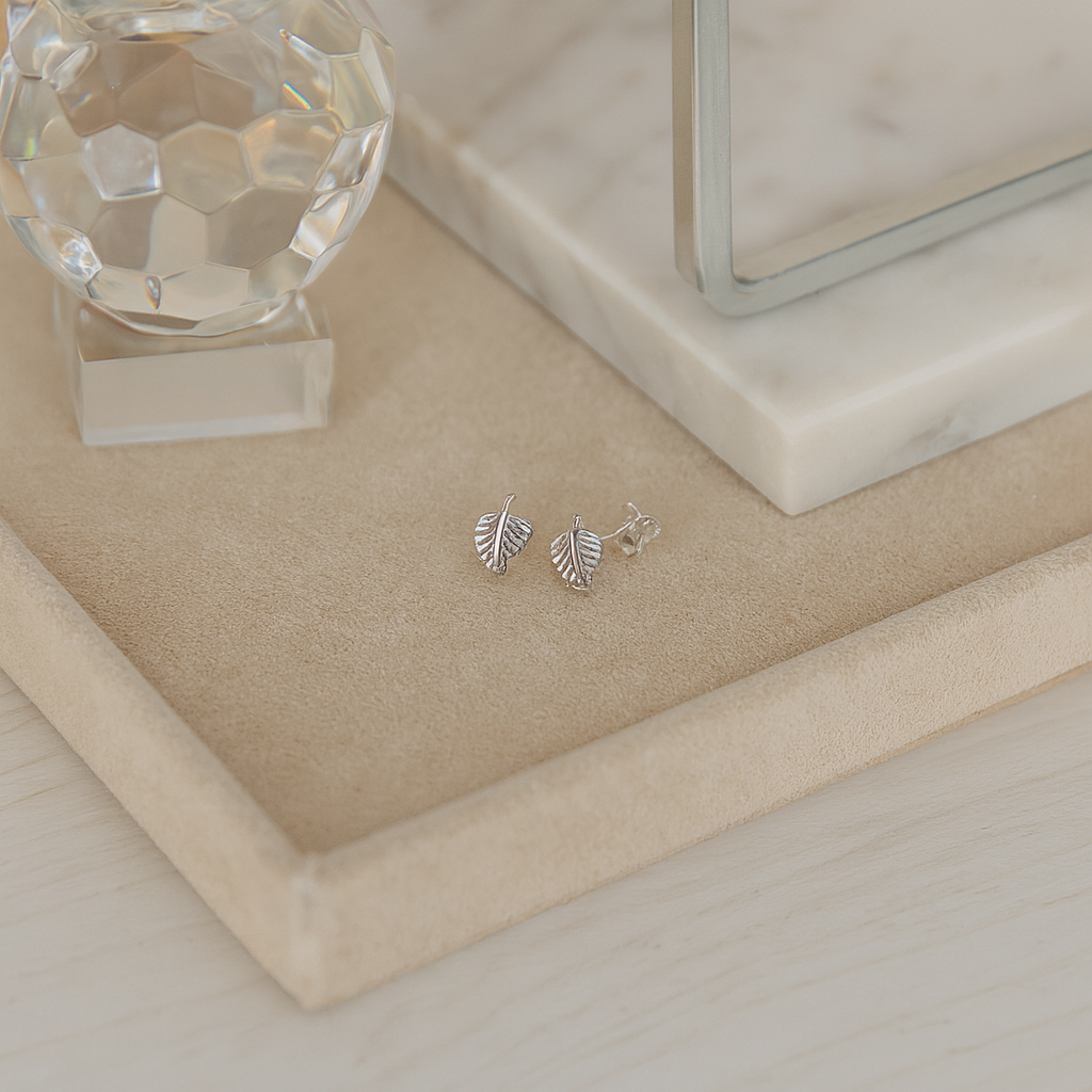 Sterling Silver Petite Leaf Stud Earrings